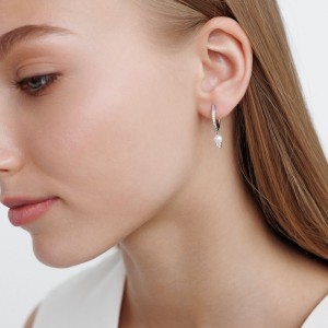 Cercei rotunzi argint cu perle naturale albe și cristale DiAmanti SK25365EL_W-G